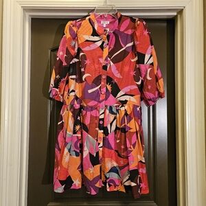 NWT TCEC Multi-Colored Geometric Pattern Dress - Size Medium